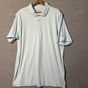 Walter Hagen Essentials Polo Shirt Mens XL Teal Striped Short Sleeve Golf